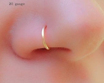 Gold Nasenring, Sterling Silber, Gold, Roségold, 22g, 20g, Hoop, Universal Piercing Hoop, Nase, Ohr, Lobe, Rook, Tragus, dünn, klein [NR2220]