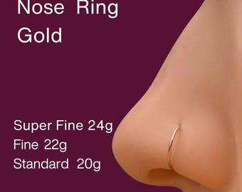 14K Gold Filled Nose Hoop – 20G/22G/24G  Minimalist, Small, Lightweight, Handmade     030