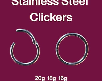 Surgical Steel Hinged Segment Ring: Daith, Septum, Nose Hoop 20G, 18G, 16G    011