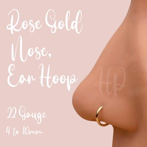 Rose Gold Tiny Earring Rose Gold NOSE Ring, 22g Hoop, Helix, Ear, Lobe, Rook, Tragus, Small, Gift For Women Gift