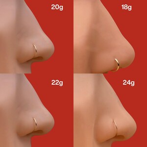 Gold Clicker Hoop Nose Ring, Septum or Cartilage Hoop, Gold Plated Titanium, Nickel Free & Swim Safe. 018 image 7