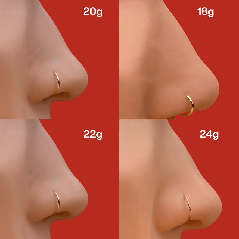 Gold Clicker Hoop Nose Ring, Septum or Cartilage Hoop, Gold Plated Titanium, Nickel Free & Swim Safe. 018 image 7