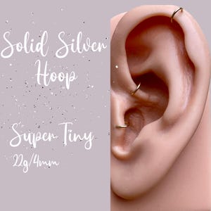 Cartilage Earring Silver 4mm TINY Hoop Earring | Sterling Silver, Helix, Rook, Tragus, Cartilage, 22 Gauge | Gift