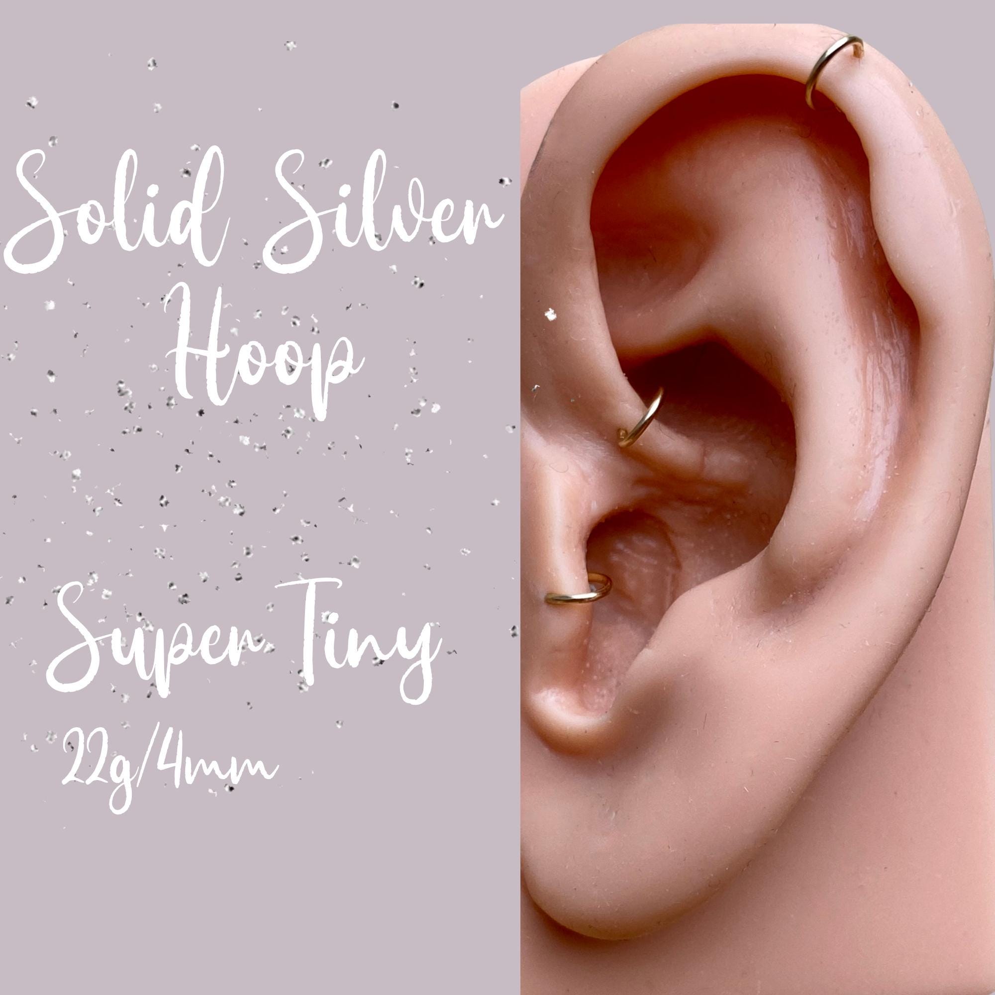 Sterling Silver Cartilage Hoop Earring: 4mm Tiny Helix