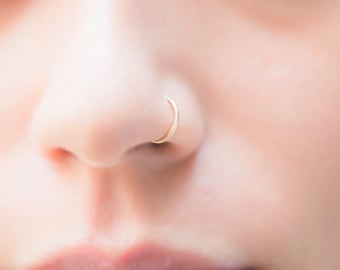 Gold Nose Ring, 20g/22g/24g 14k Gold Filled Nose Ring, Silver Hoop, Thin Nose Piercing Jewellery, Small Nose Ring, Choose Size