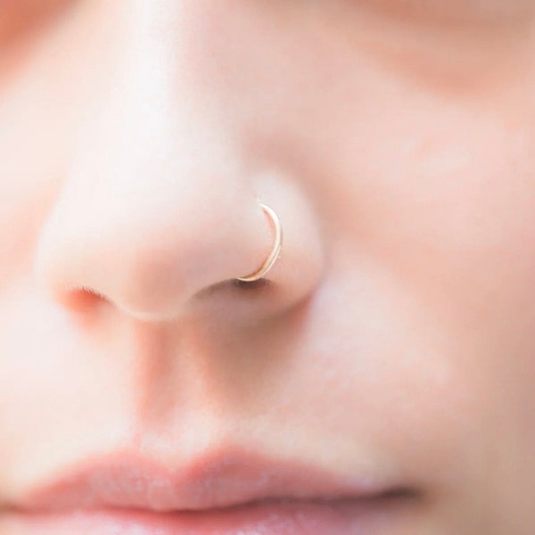 Gold Nose Ring, 20g/22g/24g 14k Gold Filled Nose Ring, Silver Hoop, Thin Nose Piercing Jewellery, Small Nose Ring, Choose Size