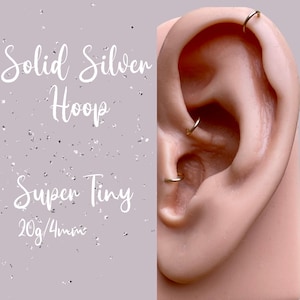 Cartilage Earring 4mm Tiny | Sterling Silver | Helix, Rook, Tragus, Cartilage, 20 gauge |  Gift