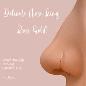 Knorpelohrring Rosegold Nasenring Ohrreifen | Knorpel Ohrring | Schlichte Gold Ohrhaken | 24, 22 und 20 Gauge | Winzig |  Geschenk
