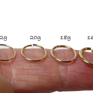 GOLD Clicker Hoop, 5,6,7,8,9,10mm 20g,18g,16g,14g Gold, Titanium, Hinged Segment Rings, Tragus,Nose,Cartilage,Septum image 3