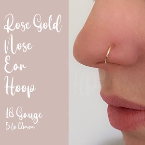 Rose Gold Earring Rose Gold NOSE Ring, 18g Hoop, Universal Piercing Hoop, Nose, Helix, Ear, Lobe, Rook, Tragus, Small, Gift For Women Gift