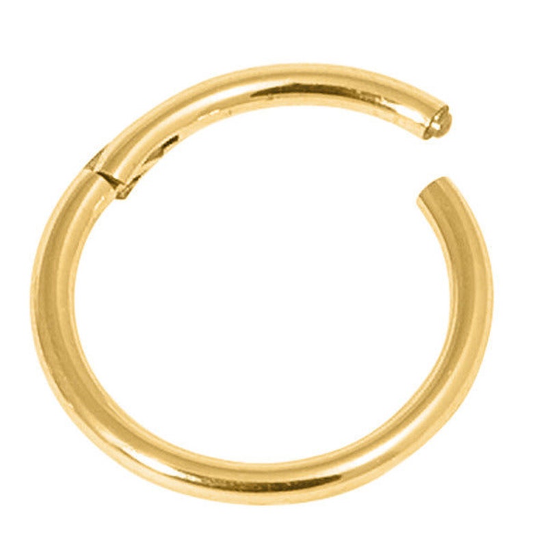 GOLD Clicker Hoop, 5,6,7,8,9,10mm 20g,18g,16g,14g Gold, Titanium, Hinged Segment Rings, Tragus,Nose,Cartilage,Septum image 6