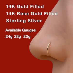 Kolczyk do nosa/uszu wypełniony 14-karatowym złotem, różowe złoto, srebro – 20G/22G/24G Minimalistyczny, lekki, ręcznie robiony 029