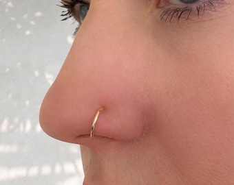 14K Gold Filled Nasenbügel, Rosegold, Silber - 20G/22G/24G Minimalistisch, leicht, handgemacht. 029