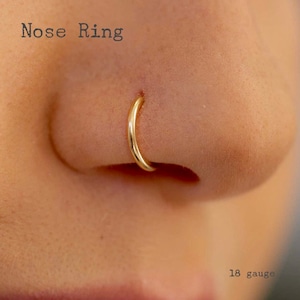 Gold NOSE Ring 18g/16g, Septum Hoop, Rook, Tragus, Sterling Silver, Gold, Rose Gold, 6mm to 12mm, Handmade Small, Tiny