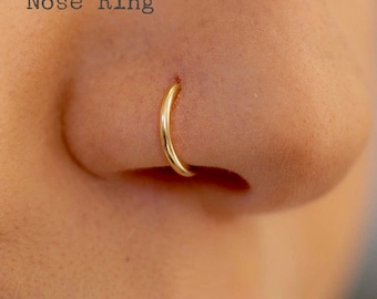 Gold NOSE Ring 18g/16g, Septum Hoop, Rook, Tragus, Sterling Silver, Gold, Rose Gold, 6mm to 12mm, Handmade Small, Tiny