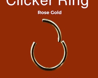 Rose Gold Plated Clicker Hoop – Nose, Septum, or Cartilage Ring | Titanium Base, 20G–16G, Hypoallergenic.    022