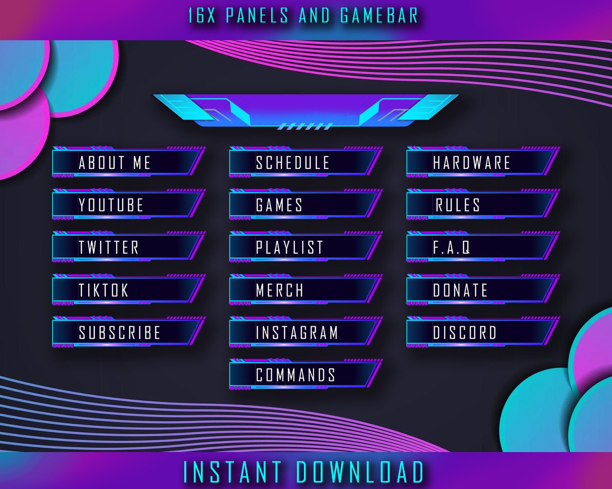 Twitch Stream Panels and Game Bar Sub Overlay gaming Room - Etsy