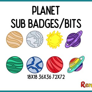 Planet Twitch Sub Badges, Space Bit Cheer Badges (Digital Download) image 1