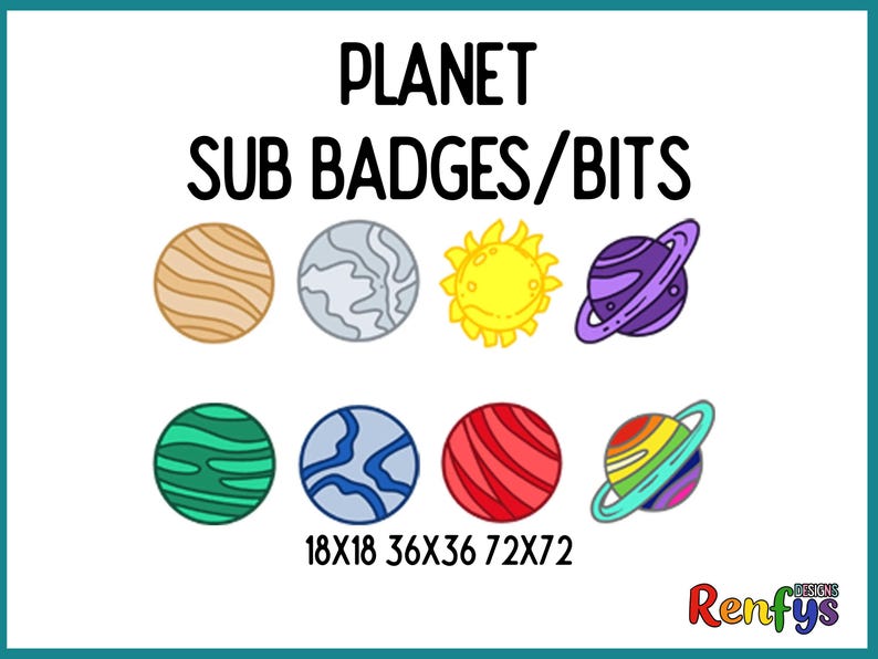 Planet Twitch Sub Badges, Space Bit Cheer Badges (Digital Download) image 1
