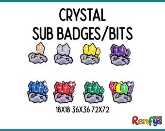 Crystal Twitch Sub Badges, Gem Bit Badges