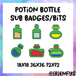 Potion Bottle Twitch Sub Badges/Bit Badges, Potion Subscriber Badges, Twitch Bit Cheer Badges, Potion Sub Badges, Bottle Badges