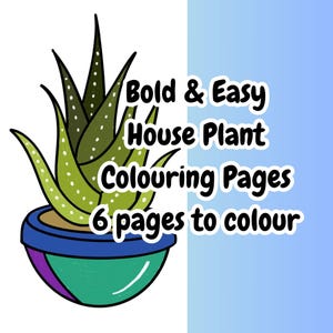 Bold & Easy House Plant Coloring Pages, Cozy Coloring Pages, 6 Pages to print at home