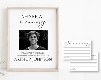 Share a Memory Funeral Sign and Share a Memory Card, Simple Funeral Memory Card Editable Funeral share a memory template Funeral Template S1