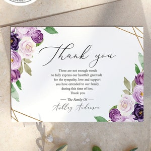 Funeral thank you, Celebration of life, Funeral Thank You Photo, Memorial Card, Printable Thank You Card Template, Editable Sympathy Card P1