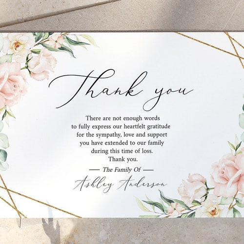 Funeral Thank You Celebration of Life Funeral Thank You - Etsy Canada