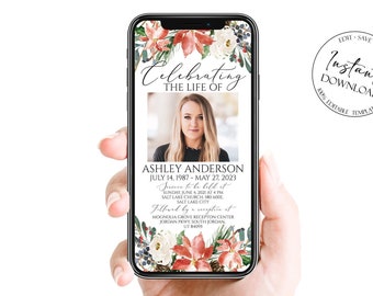 Christmas Digital Funeral Invitation, Winter Funeral Announcement, Memorial  Evite, Electronic Funeral Invite, Memorial Service Invitation