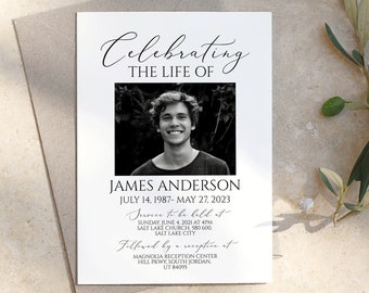 Celebration of life Invitation, Funeral Invitations, Funeral Announcement, Funeral Card Template, Printable Memorial Service Invitation, S1