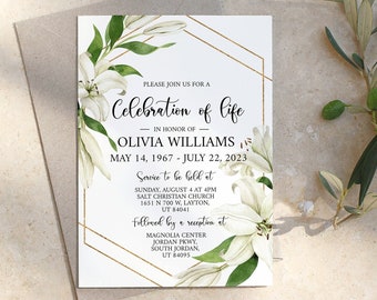 Tropical Celebration of Life Invitation, Hawaiian Funeral Announcement