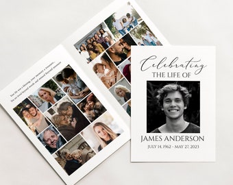 8 Page Funeral Program Template, Celebration of Life Funeral Program, Minimalist Funeral Memorial Program, Obituary Program Template S1