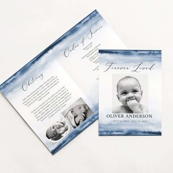 Baby Funeral Program, Funeral Service Program Template for Baby Child Funeral, Boy Funeral Program Baby Memorial Program Funeral for baby B4