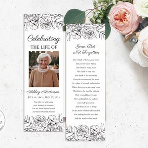 Simple Funeral Bookmark Template, Celebration of Life Bookmark, Funeral Keepsake Cards, Memorial Bookmark Obituary Bookmark Keepsake Card W1