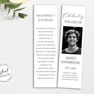 Simple Funeral Bookmark Template, Celebration of Life Bookmark, Funeral Keepsake Cards, Memorial Bookmark Obituary Bookmark Keepsake Card S1