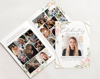 Blush Pink Roses 8 Page Funeral Program Template, Celebration of Life Program, Memorial Program, Obituary Program, Funeral Mass Program P4