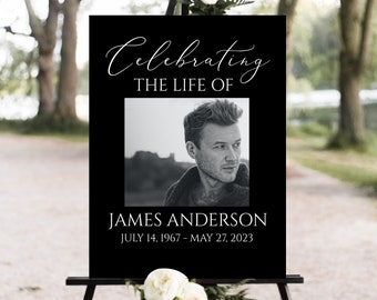 Celebration Of Life Welcome Sign, Black Funeral Welcome Sign, In Loving Memory Welcome Sign, Black Memorial Sign, Black Funeral Poster B3