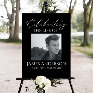 Celebration Of Life Welcome Sign, Black Funeral Welcome Sign, In Loving Memory Welcome Sign, Black Memorial Sign, Black Funeral Poster B3