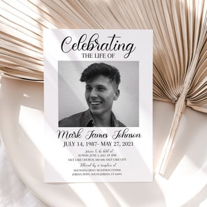 Celebration of life Funeral Invitation, Funeral Announcement Funeral Card Template Printable Memorial Service Invite Simple Funeral Cards S3