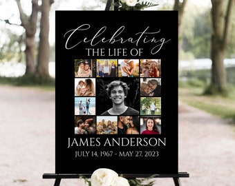Könnte beinhalten: Schwarzweißes Foto-Collage-Gedenkschild mit dem Text "Celebrating the Life of James Anderson July 14, 1967 - May 27, 2023".