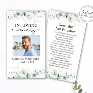 Editable Funeral Prayer Card, Printable Memorial Prayer Card Template, Greenery Prayer Card, Celebration of life, Catholic Prayer Card G1