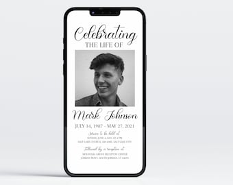 Celebration of life Digital Funeral Invitation, Minimalist Funeral Evite, Simple Electronic Funeral Invite, Simple Memorial Service Evite S3