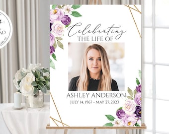 Celebration Of Life Welcome Sign, Funeral Welcome Sign In Loving Memory Welcome Sign Obituary Memorial Sign Editable Funeral Welcome Sign P1