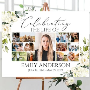 Celebration of Life Multiple Photos Funeral Welcome Sign, White ...
