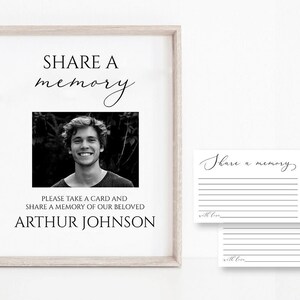 Share a Memory Funeral Sign and Share a Memory Card, Simple Funeral Memory Card Editable Funeral share a memory template Funeral Template S1