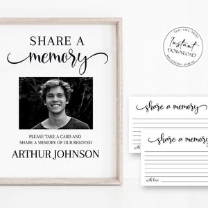Compartir un letrero funerario de memoria, compartir una tarjeta de memoria, tarjeta de memoria funeraria simple, funeral editable compartir una plantilla de memoria Plantilla funeraria S2