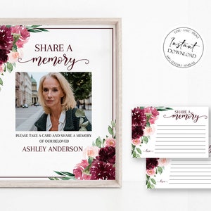 Rosas Rojas Comparten un Signo Funerario de Memoria, Comparte una Tarjeta de Memoria, Tarjeta de Memoria Funeraria de Rosas Rojas, Funeral Editable Comparte una Plantilla de Tarjetas de Memoria R3