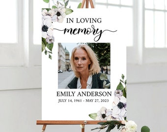 Celebration Of Life Welcome Sign, Editable Purple Funeral Welcome Sign,Purple In Loving Memory Welcome Sign, Purple Floral Memorial Sign P3