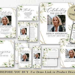 Bearbeitbares Beerdigungspaket, Erinnerungspaket, Feier des Lebenspakets, In liebevoller Erinnerung, Beerdigungsvorlagenpaket, Beerdigung der weißen Lilie